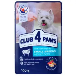 Вологий корм для собак малих порід Club 4 Paws Premium Adult з ягняти в соусі 100 г