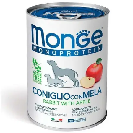 Вологий корм для собак Monge Dog Fruit Monoprotein кролик із яблуками 400 г