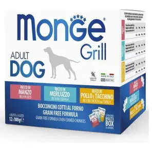 Вологий корм для собак Monge Dog Grill Mix Chicken, Turkey, Beef, Cod Fish з тріскою, яловичиною, індичкою та куркою 1,2 кг