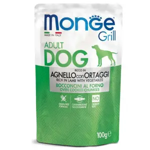 Вологий корм для собак Monge Dog Grill з ягням та овочами, 100 г