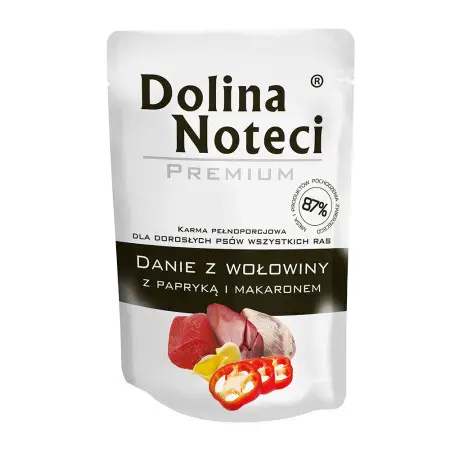 Вологий корм Dolina Noteci Premium Danie для дорослих собак усіх порід,яловичина з паприкою та локшиною,100 гр