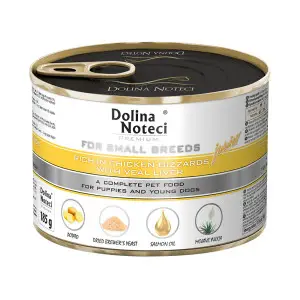 Вологий корм Dolina Noteci Premium для цуценят,юніорів собак маленьких порід з курячим шлунком та печінкою теляти, 185 гр