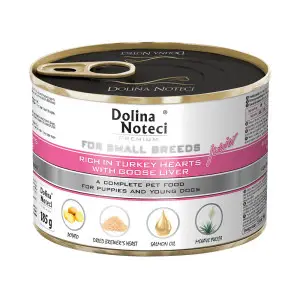 Вологий корм Dolina Noteci Premium для цуценят,юніорів собак маленьких порід з серцем індички та гусячою печінкою, 185 гр