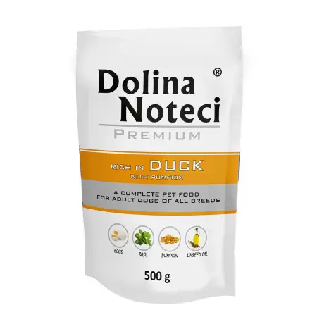 Вологий корм Dolina Noteci Premium для собак з качкою та гарбузом, 500 гр