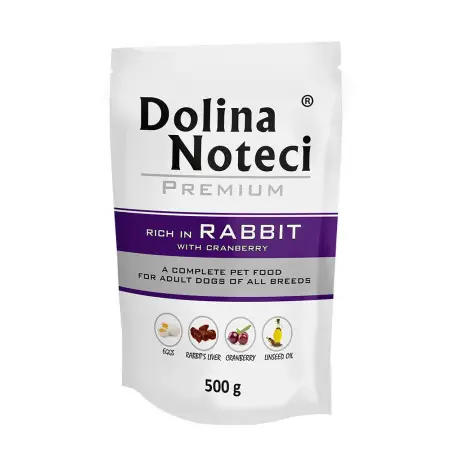 Вологий корм Dolina Noteci Premium для собак з кроликом та журавлиною, 500 гр