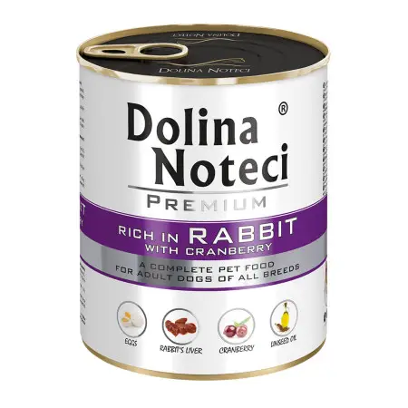 Вологий корм Dolina Noteci Premium для собак з кроликом та журавлиною, 800 гр