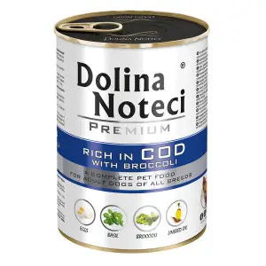 Вологий корм Dolina Noteci Premium для собак з тріскою та брокколі, 400 гр