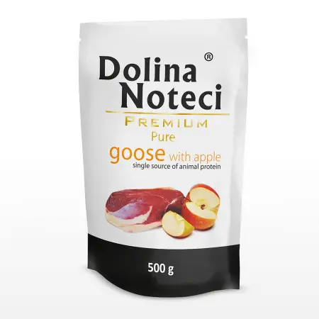 Вологий корм Dolina Noteci Premium Pure для собак алергіків з гускою та яблуком, 500 гр