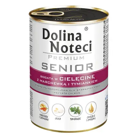 Вологий корм Dolina Noteci Premium Senior для літніх собак с телятиной, морковью и чебрецом,400 гр