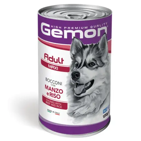 Вологий корм Gemon Dog Wet Maxi Adult для собак з яловичиною та рисом 1,25 кг