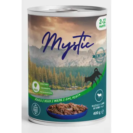 Вологий корм Mystic для цуценят шматочки Ягня в желе 400г 