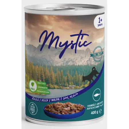 Вологий корм Mystic для собак шматочки Анчоуса в желе 400г 