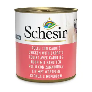 Вологий корм Schesir Chicken With Carrots Курка з Морквою в желе для собак 285г