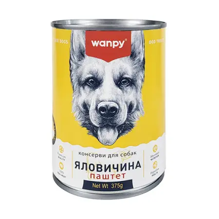 Wanpy Beef ВАНПИ ГОВЕЧИНА паштет влажный корм консервы для собак, банка 375г