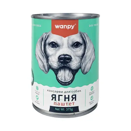 Wanpy Lamb ВАНПИ ЯГНЯ паштет влажный корм консервы для собак, банка 375г