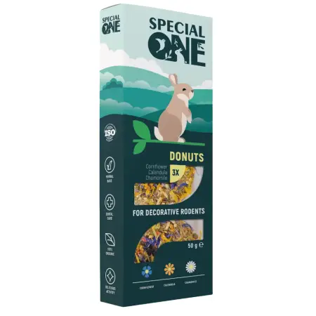 Ласощі для гризунів Special One Пончики, волошка, календула, ромашка, 50 г, 3 шт. (PR242519)