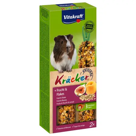 Ласощі для морських свинок Vitakraft Kracker Original + Frucht & Flakes, фрукти та пластівці, 2 шт., 112 г (25155)