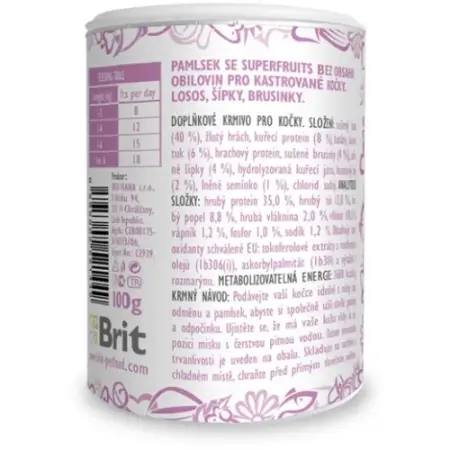 Лакомства для кошек Brit Care Cat Snack Superfruits Salmon, лосось, 100 г