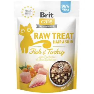 Ласощі для котів Brit Raw Treat Hair & Skin Freeze-dried з рибою та індичкою, 40 г