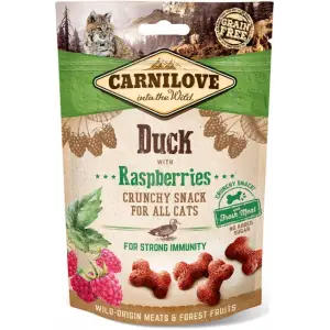 Ласощі Carnilove Cat Crunchy Snack для котів, качка та малина, 50 г