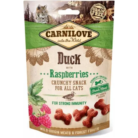 Лакомство Carnilove Cat Crunchy Snack для кошек, утка и малина, 50 г