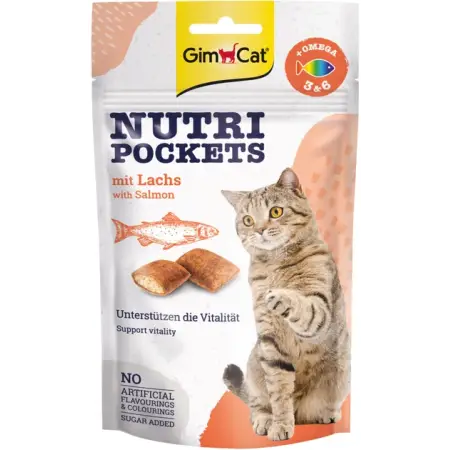 Ласощі для котів GimCat Nutri Pockets Лосось + Омега 3+6 60 г