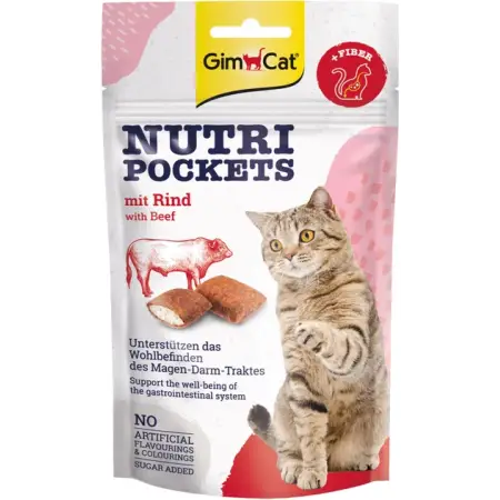 Лакомство для кошек GimCat Nutri Pockets Говядина + Солод (Мальт) 60 г (4002064400747)