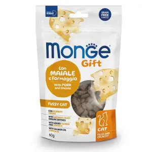 Ласощі для котів Monge Gift Cat Fussy Cat свинина і сир 60 г