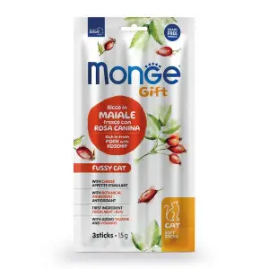 Ласощі для котів Monge Gift Cat Fussy Cat свинина з шипшиною і сиром 15 г