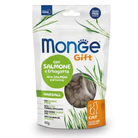 Ласощі для котів Monge Gift Cat Hairball лосось і котяча м'ята 60 г