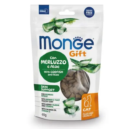 Ласощі для котів Monge Gift Cat Skin support з тріскою і алое 60 г