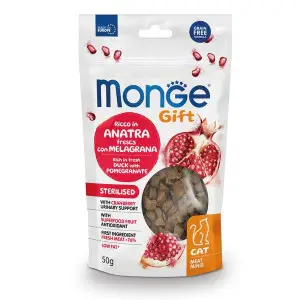 Ласощі для котів Monge Gift Cat Sterilised качка з гранатом 50 г