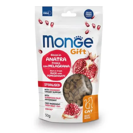 Ласощі для котів Monge Gift Cat Sterilised качка з гранатом 50 г