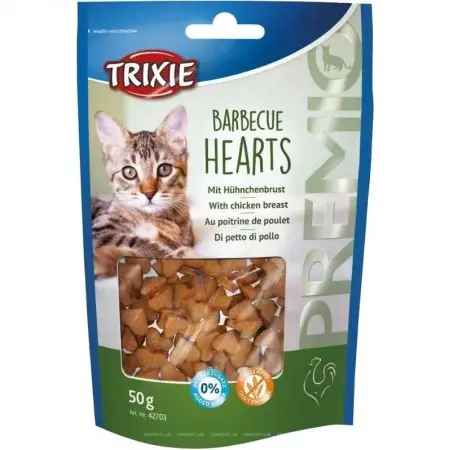 Ласощі Trixie Premio Barbecue Hearts для котів сердечка з куркою 50 г