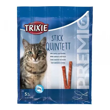 Ласощі Trixie Premio Stick Quintett для котів палички з лососем та фореллю 5 г 5 шт