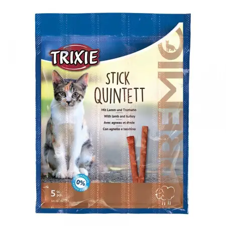 Ласощі Trixie Premio Stick Quintett для котів палички з ягням та індичкою 5 г 5 шт