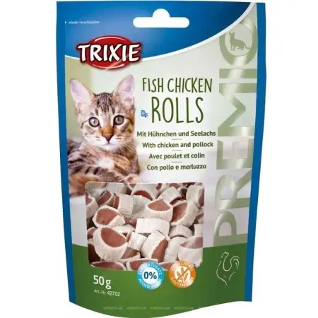 Ласощі Trixie Premio Fish Chicken Rolls для котів роли з куркою та рибою 50 г