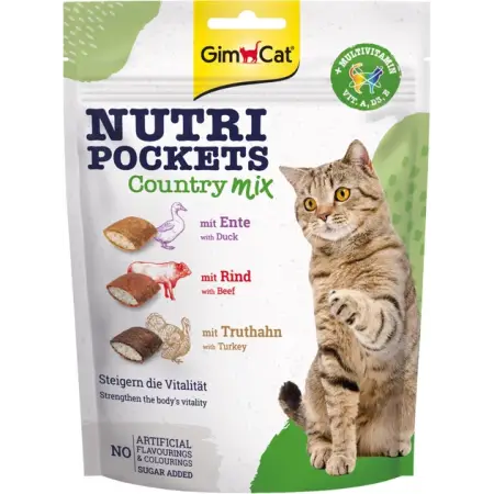 Ласощі для котів вітаміннізовані GimCat Nutri Pockets Кантрі мікс 150 г