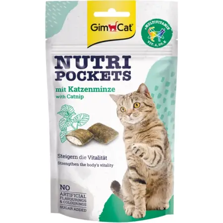 Ласощі для котів вітаміннізовані GimCat Nutri Pockets Котяча м'ята + Мультивітаміни, 60 г