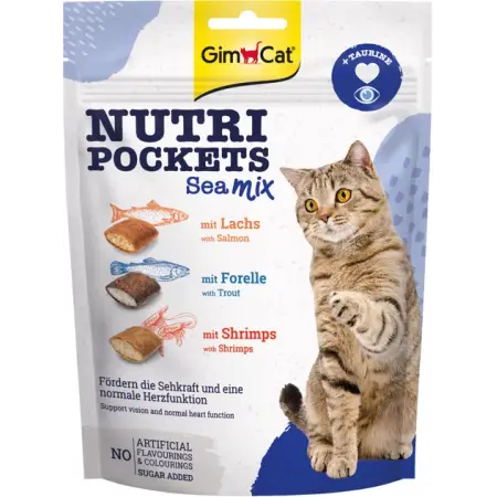 Лакомство для кошек витаминизированное GimCat Nutri Pockets Морской микс 150 г