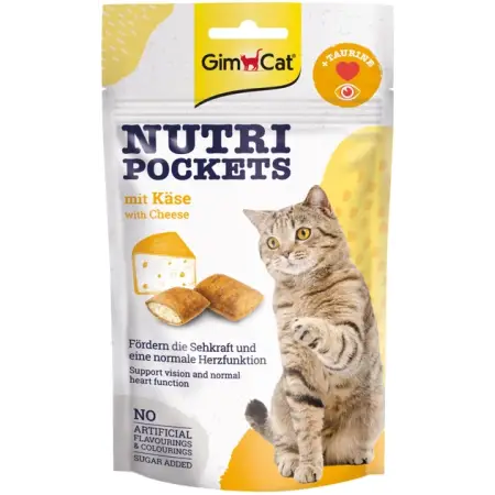 Лакомство для кошек витаминизированное GimCat Nutri Pockets Сыр + Таурин для кошек, 60 г