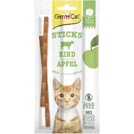 Ласощі GimCat SUPERFOOD М'ясні дуо-палички яловичина і яблука для котів, 3 шт