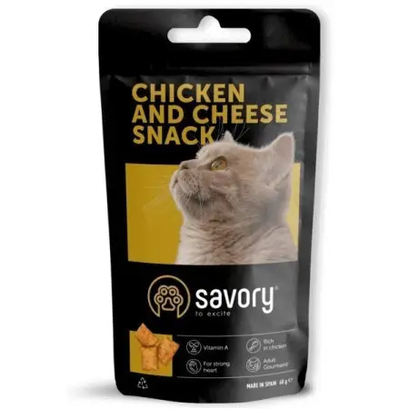 Хрумкі ласощі Savory Snack Подушечки для вибагливих котів, з куркою та сиром, 60 г