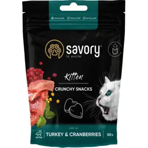Хрусткі ласощі Savory для здорового росту кошенят, індичка з журавлиною, 50 г