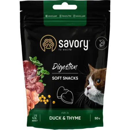М'які ласощі Savory для покращення травлення котів, качка з чебрецем, 50 г
