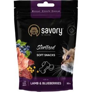 М'які ласощі Savory для здоров'я стерилізованих котів, ягня із чорницями, 50 г