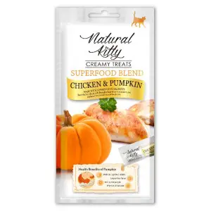 Natural Kitty Creamy Treats Chicken & pumpkin Крем-снек для котів зі смаком курки та гарбуза, 4х12г