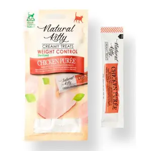 Natural Kitty Fuctional Creamy Treat Chicken Puree Weight Control/Sterilised Натуральні функціональні крем-снеки для котів – Куряче пюре (контроль ваги/для стерилізованих), 4х12 г