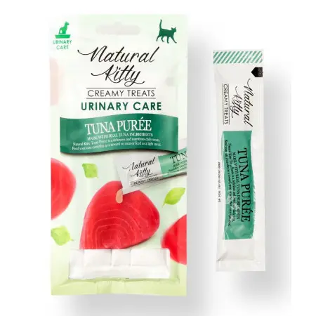 Natural Kitty Fuctional Creamy Treat Tuna Puree Urinary Care Натуральні функціональні крем-снеки для котів – Пюре з тунця (догляд за сечовивідними шляхами), 4х12 г