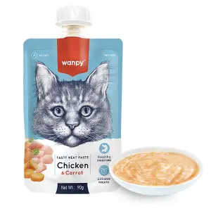 Wanpy Chicken & Carrot ВАНПІ КРЕМ-ПЮРЕ КУРКА З МОРКВОЮ рідкий корм для котів 90г
